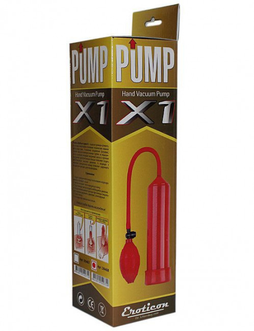 Красная вакуумная помпа Eroticon PUMP X1 с грушей, Eroticon Красная вакуумная помпа Eroticon PUMP X1 с грушей, Eroticon