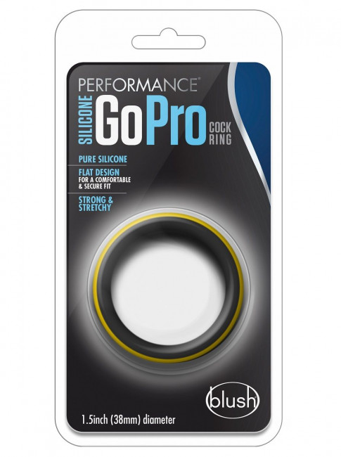 Черно-желтое силиконовое эрекционное кольцо Silicone Go Pro Cock Ring, Blush Novelties