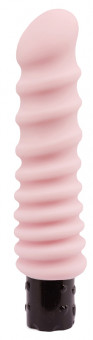 Ребристый нежно-розовый вибратор с 10 функциями - 16,5 см., NMC
