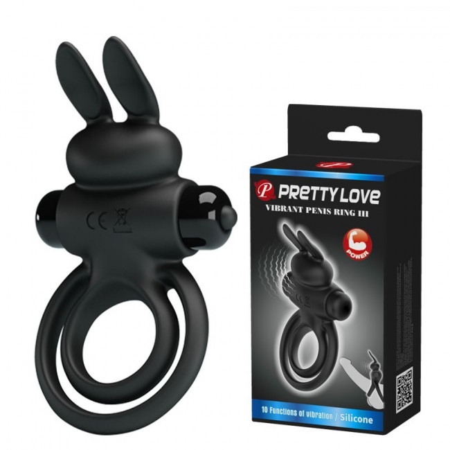 Черное эрекционное кольцо с вибростимуляцией клитора Vibrant Penis Ring III, Baile
