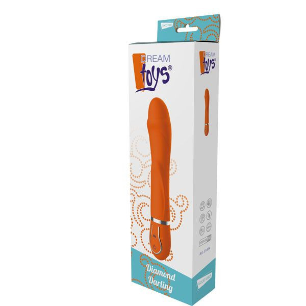 Оранжевый вибратор DIAMOND DARLING - 22 см., Dream Toys