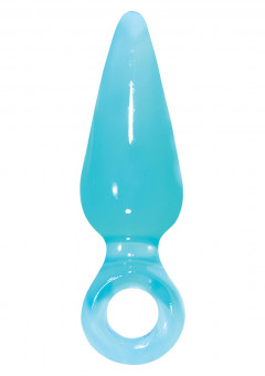 Голубая анальная пробка с кольцом Pleasures Plug Mini - 9 см., NS Novelties