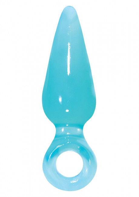 Голубая анальная пробка с кольцом Pleasures Plug Mini - 9 см., NS Novelties