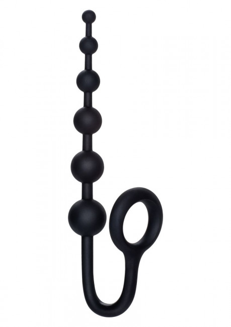 Чёрный анальный стимулятор с кольцом COLT BUDDY BALLS - 18,5 см., California Exotic Novelties