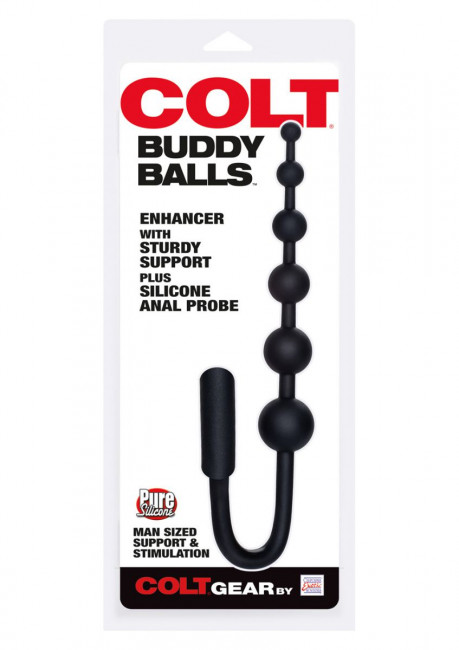 Чёрный анальный стимулятор с кольцом COLT BUDDY BALLS - 18,5 см., California Exotic Novelties