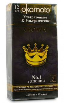 Ультратонкие ультрамякие презервативы телесного цвета Okamoto Crown - 12 шт., Okamoto Ультратонкие ультрамякие презервативы телесного цвета Okamoto Crown - 12 шт., Okamoto
