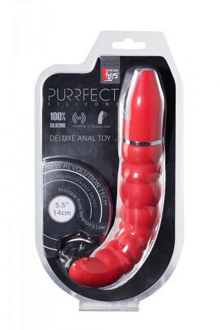 Красный гнущийся анальный вибратор PURRFECT SILICONE DELUXE 5.5INCH - 14 см., Dream Toys Красный гнущийся анальный вибратор PURRFECT SILICONE DELUXE 5.5INCH - 14 см., Dream Toys