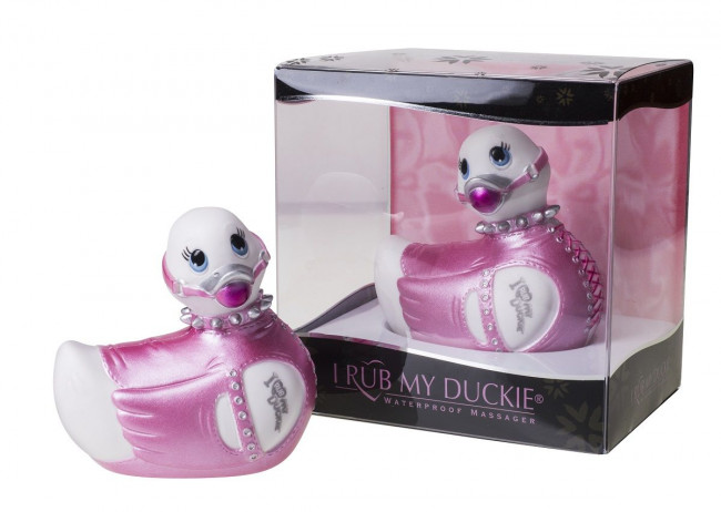 Бело-розовый вибратор-уточка I Rub My Duckie Bondage Travel Size, Big Teaze Toys