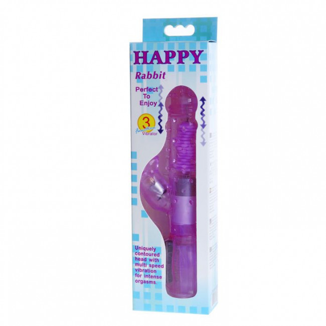 Фиолетовый хай-тек вибратор Happy Bunny - 22,5 см., Baile