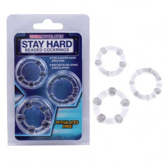 Набор прозрачных стимулирующих колец Stay Hard, Chisa