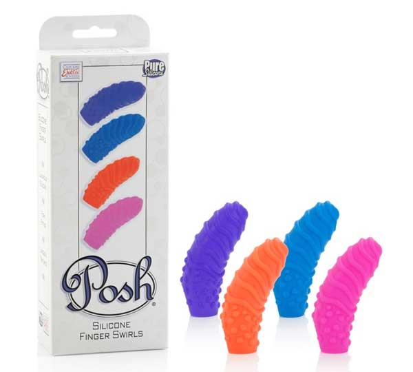 Набор Posh Silicone Finger Teasers Swirls: четыре насадки на палец из силикона, California Exotic Novelties Набор Posh Silicone Finger Teasers Swirls: четыре насадки на палец из силикона, California Exotic Novelties