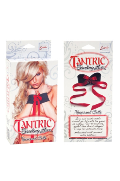 Наручники мягкие Tantric Binding Love Universal Cuffs черные с красным, California Exotic Novelties