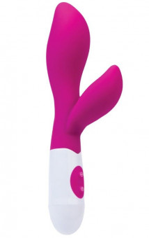 Ярко-розовый вибратор Lilu с клиторальным стимулятором - 20 см., A-toys
