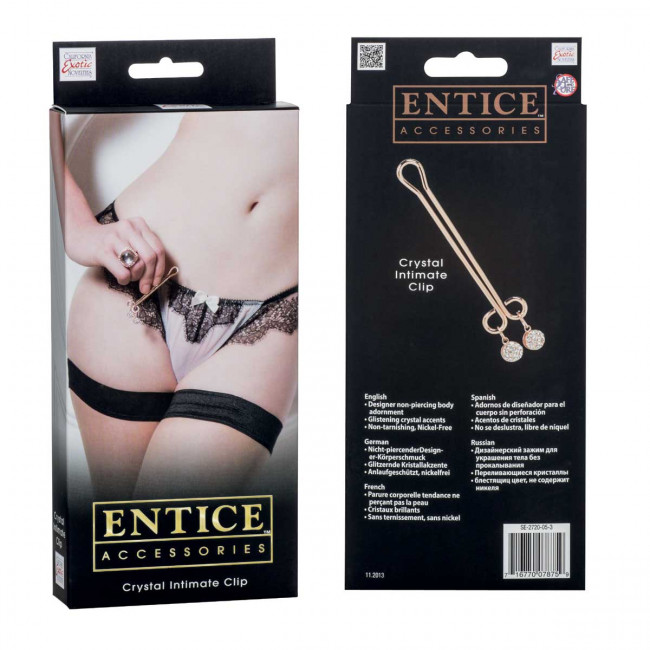 Золотистый зажим с кристаллом для половых губ Entice Crystal Intimate Clip, California Exotic Novelties Золотистый зажим с кристаллом для половых губ Entice Crystal Intimate Clip, California Exotic Novelties