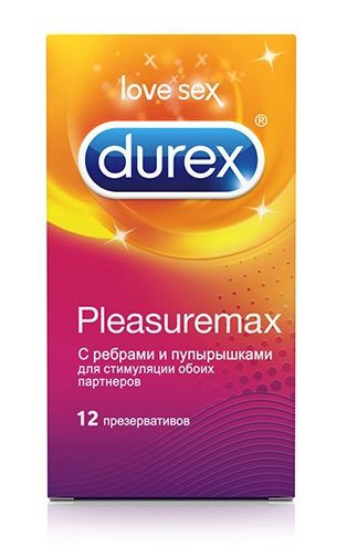 Рельефные презервативы с точками и рёбрами Durex Pleasuremax - 12 шт., Durex Рельефные презервативы с точками и рёбрами Durex Pleasuremax - 12 шт., Durex