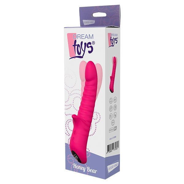 Розовый виброротатор HONEY BEAR - 16 см., Dream Toys Розовый виброротатор HONEY BEAR - 16 см., Dream Toys