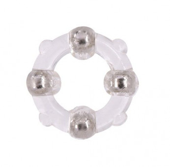 Эрекционное кольцо с 4 бусинами MENZSTUFF STUD RING CLEAR, Dream Toys