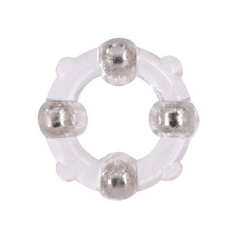 Эрекционное кольцо с 4 бусинами MENZSTUFF STUD RING CLEAR, Dream Toys