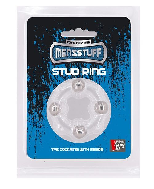 Эрекционное кольцо с 4 бусинами MENZSTUFF STUD RING CLEAR, Dream Toys