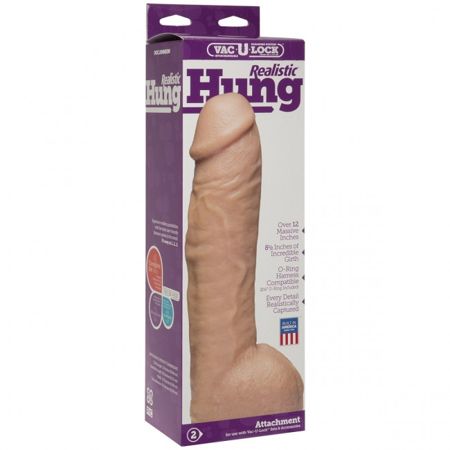 Огромная насадка-реалистик Vac-U-Lock Realistic Hung - 31,7 см., Doc Johnson