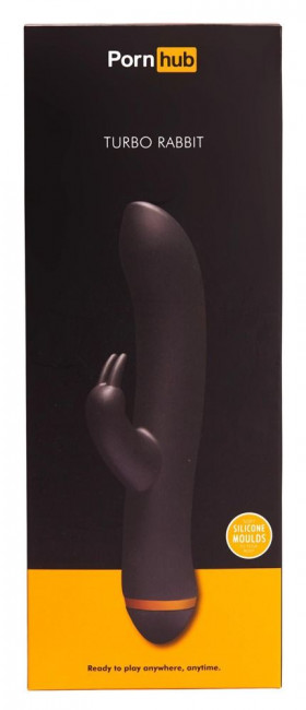 Чёрный вибратор с клиторальным отростком Turbo Rabbit - 22,2 см., Pornhub