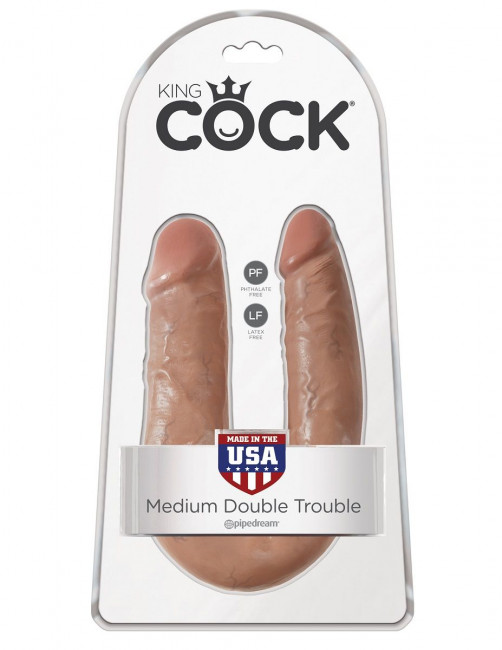 U-образный фаллоимитатор-мулат U-Shaped Medium Double Trouble - 34,6 см., Pipedream