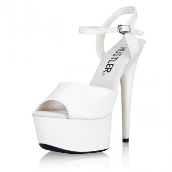 Белые босоножки на высокой платформе White Shine, Hustler Shoes
