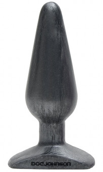 Серая анальная пробка PLATINUM SILICONE THE BIG END - 13,5 см., Doc Johnson