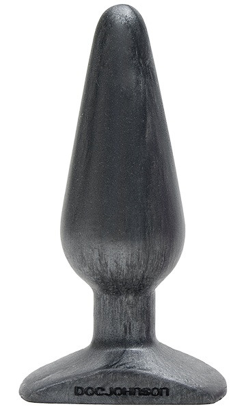 Серая анальная пробка PLATINUM SILICONE THE BIG END - 13,5 см., Doc Johnson
