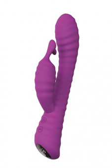 Фиолетовый вибратор с клиторальным стимулятором HONEY BEE, Dream Toys