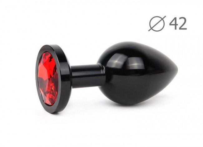 Коническая черная анальная втулка с красным кристаллом - 9,3 см., Anal Jewelry Plug Коническая черная анальная втулка с красным кристаллом - 9,3 см., Anal Jewelry Plug