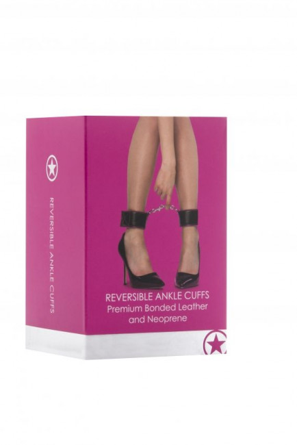 Чёрно-розовые двусторонние оковы на ноги Reversible Ankle Cuffs, Shots Media BV Чёрно-розовые двусторонние оковы на ноги Reversible Ankle Cuffs, Shots Media BV