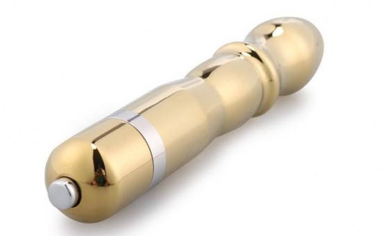 Классический золотистый вибратор-елочка Notabu - 12 см., Bior toys