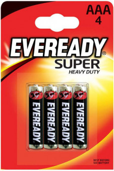 Батарейки EVEREADY SUPER R03 типа AAA - 4 шт., Energizer