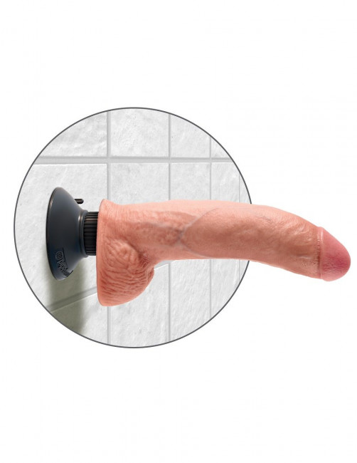 Телесный виброфаллос со съемной присоской 9" Vibrating Cock with Balls - 22,9 см., Pipedream