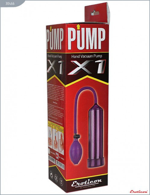 Фиолетовая вакуумная помпа Eroticon PUMP X1 с грушей, Eroticon