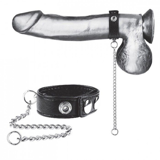 Утяжка на пенис с поводком Snap Cock Ring With 12" Leash, BlueLine