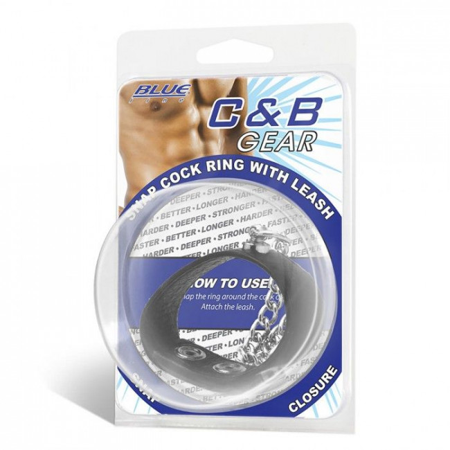 Утяжка на пенис с поводком Snap Cock Ring With 12" Leash, BlueLine