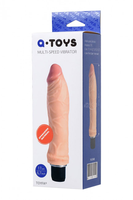 Телесный реалистичный мультискоростной вибратор - 20 см., A-toys