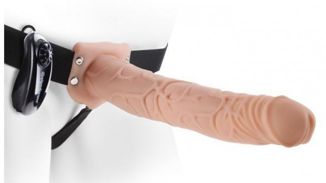 Телесный полый страпон на ремне 11" Vibrating Hollow Strap-On - 30 см. Телесный полый страпон на ремне 11" Vibrating Hollow Strap-On - 30 см.