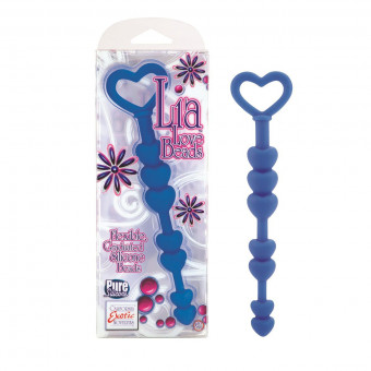 Синие анальные бусы LIA LOVE BEADS - 17,8 см., California Exotic Novelties