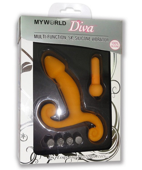 Желтый вибратор из силикона со стимулятором клитора, MyWorld - DIVA Желтый вибратор из силикона со стимулятором клитора, MyWorld - DIVA
