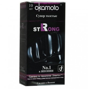 Супер прочные презервативы чёрного цвета Okamoto Strong - 10 шт., Okamoto Супер прочные презервативы чёрного цвета Okamoto Strong - 10 шт., Okamoto