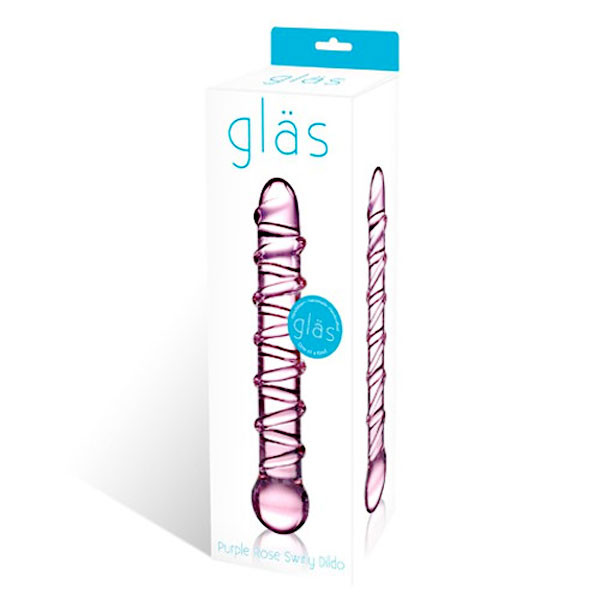 Прямой стеклянный фаллос с выпуклой спиралью, Glas