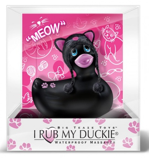 Чёрный вибратор-уточка I Rub My Duckie в костюме кошки, Big Teaze Toys Чёрный вибратор-уточка I Rub My Duckie в костюме кошки, Big Teaze Toys