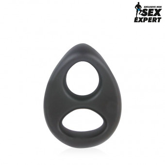 Черное силиконовое овальное эрекционное кольцо Sex Expert, Bior toys