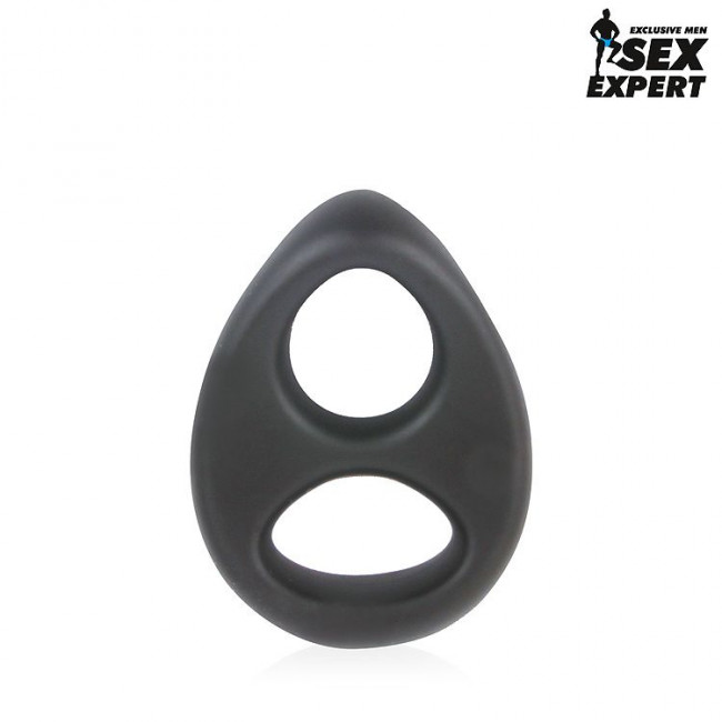 Черное силиконовое овальное эрекционное кольцо Sex Expert, Bior toys