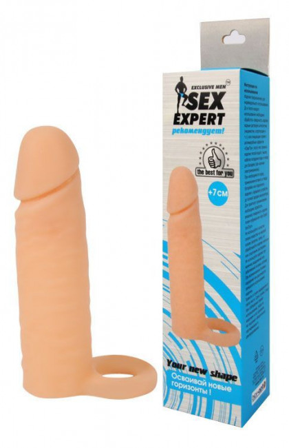 Насадка на фаллос с кольцом для мошонки - 16 см., Bior toys