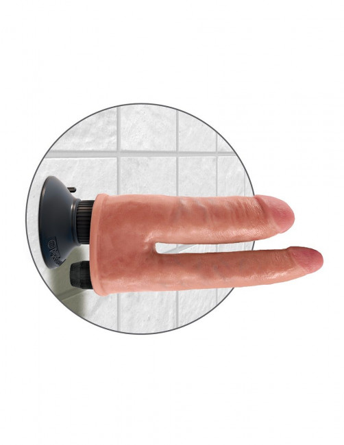 Двойной телесный вибратор со съемной присоской Double Vibrating Double Penetrator - 20,3 см., Pipedream