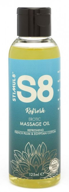 Массажное масло S8 Massage Oil Refresh с ароматом сливы и хлопка - 125 мл., Stimul8 Массажное масло S8 Massage Oil Refresh с ароматом сливы и хлопка - 125 мл., Stimul8